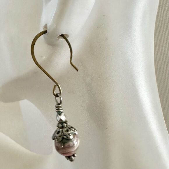 Rhodochrosite Beaded Dangle Earrings - Picture 9 of 9